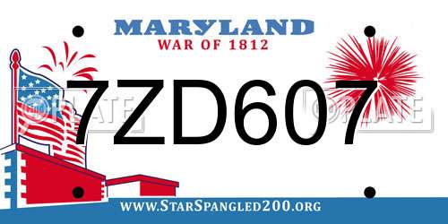 7ZD607 Maryland License Plate