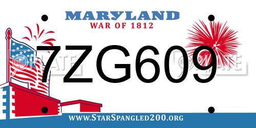 7ZG609 Maryland License Plate