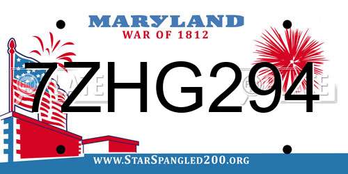 7ZHG294 Maryland License Plate