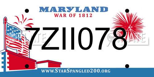 7ZII078 Maryland License Plate