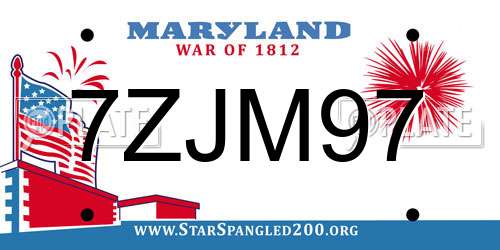 7ZJM97 Maryland License Plate