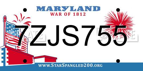 7ZJS755 Maryland License Plate