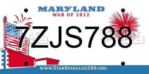 7ZJS788 Maryland License Plate