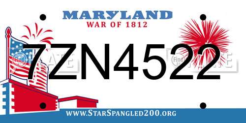7ZN4522 Maryland License Plate