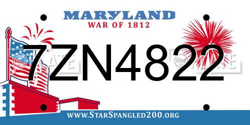 7ZN4822 Maryland License Plate