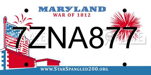 7ZNA877 Maryland License Plate