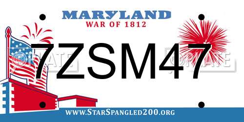 7ZSM47 Maryland License Plate
