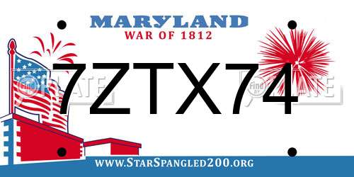 7ZTX74 Maryland License Plate