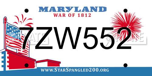 7ZW552 Maryland License Plate
