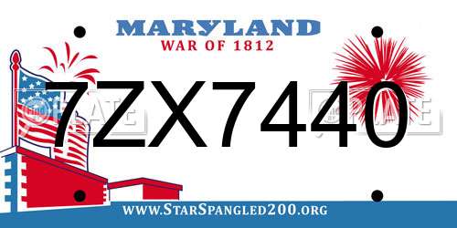7ZX7440 Maryland License Plate
