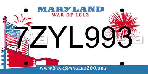 7ZYL993 Maryland License Plate