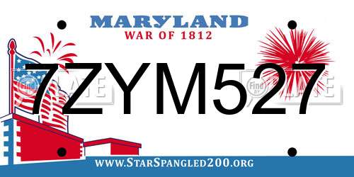 7ZYM527 Maryland License Plate