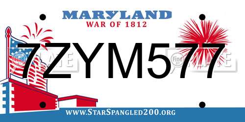 7ZYM577 Maryland License Plate