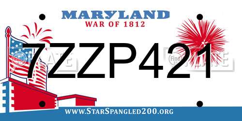 7ZZP421 Maryland License Plate