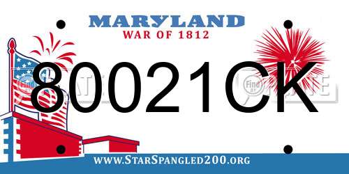 80021CK Maryland License Plate