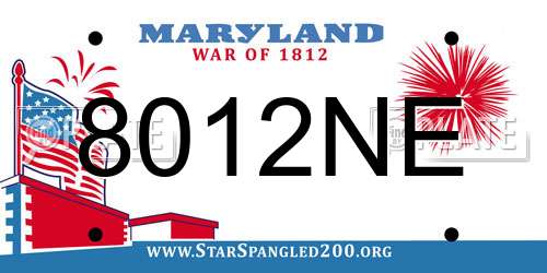 8012NE Maryland License Plate