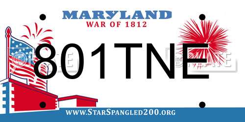 801TNE Maryland License Plate