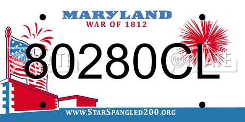 80280CL Maryland License Plate