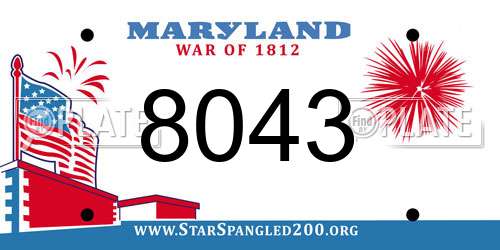 8043 Maryland License Plate