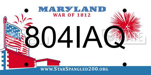 804IAQ Maryland License Plate