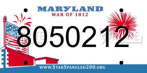 8050212 Maryland License Plate
