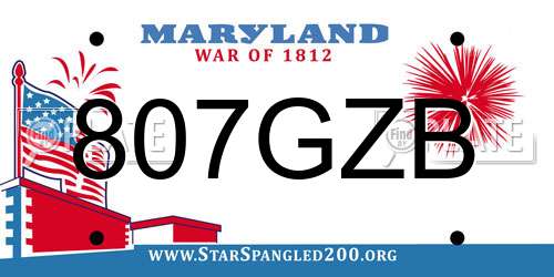 807GZB Maryland License Plate