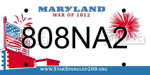 808NA2 Maryland License Plate