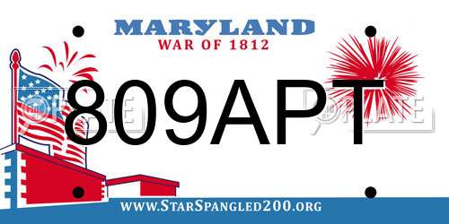 809APT Maryland License Plate