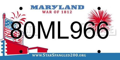 80ML966 Maryland License Plate