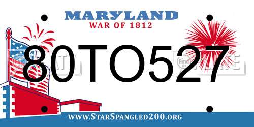 80TO527 Maryland License Plate