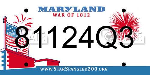 81124Q3 Maryland License Plate