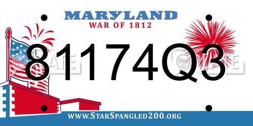 81174Q3 Maryland License Plate