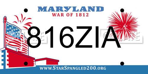816ZIA Maryland License Plate