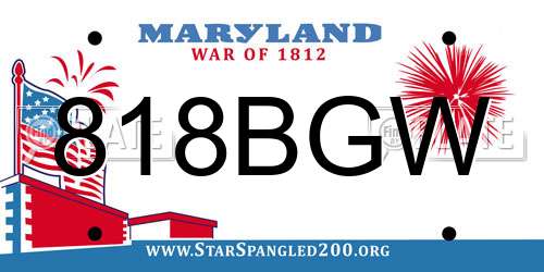 818BGW Maryland License Plate
