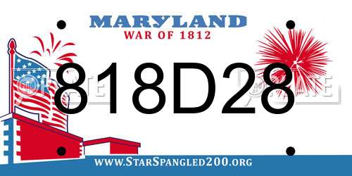 818D28 Maryland License Plate