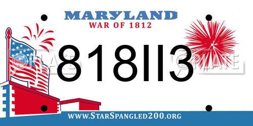 818II3 Maryland License Plate
