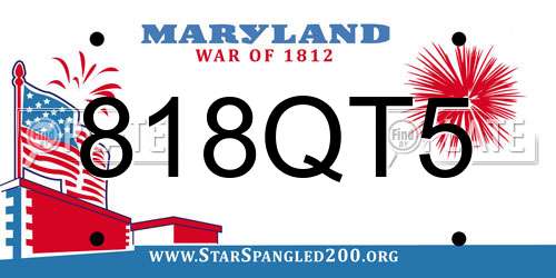 818QT5 Maryland License Plate