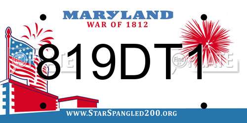 819DT1 Maryland License Plate