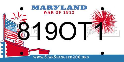 819OT1 Maryland License Plate