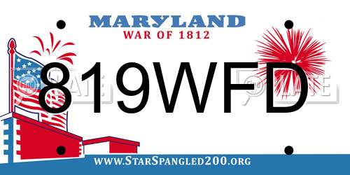 819WFD Maryland License Plate