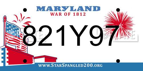 821Y97 Maryland License Plate
