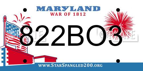 822BO3 Maryland License Plate