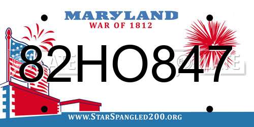 82HO847 Maryland License Plate