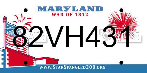 82VH431 Maryland License Plate