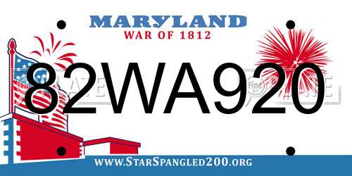 82WA920 Maryland License Plate