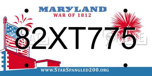 82XT775 Maryland License Plate