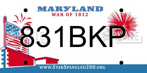 831BKP Maryland License Plate