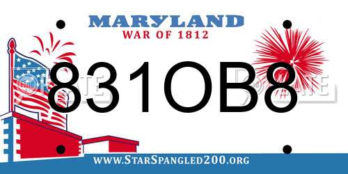 831OB8 Maryland License Plate