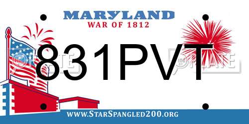 831PVT Maryland License Plate