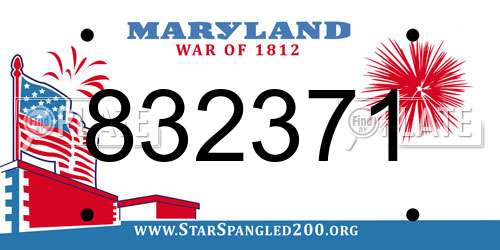 832371 Maryland License Plate